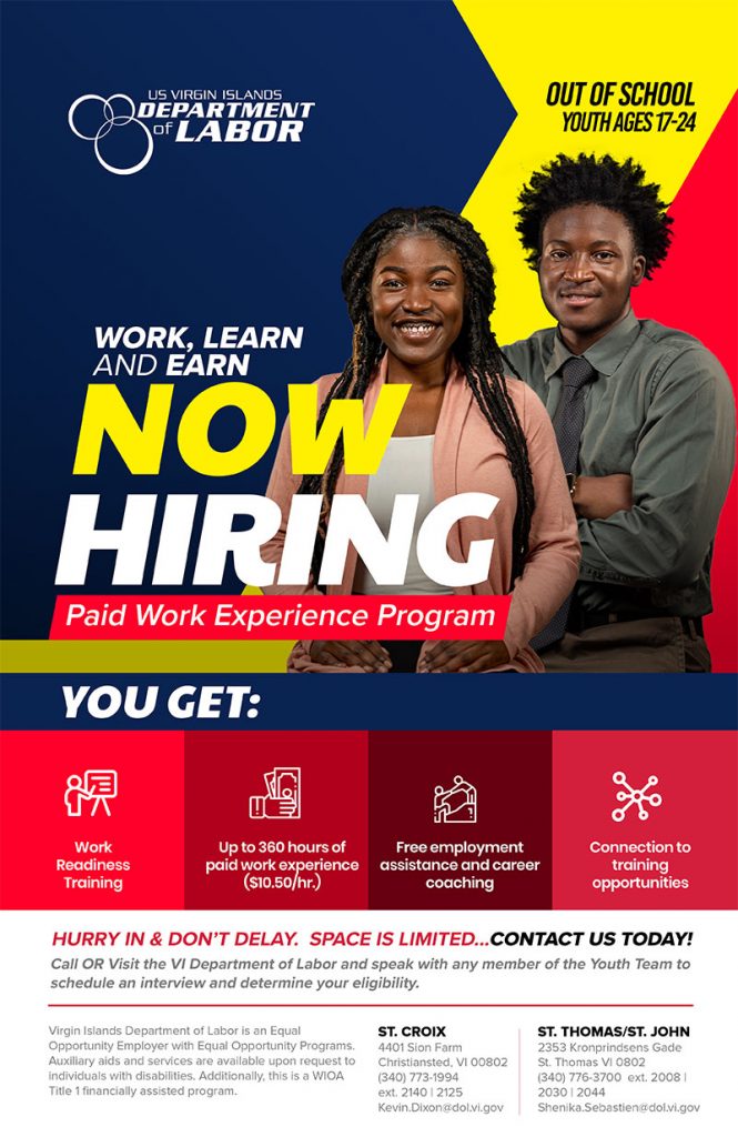 WORK, LEARN & EARN PROGRAM – Virgin Islands Department of Labor Youth ...